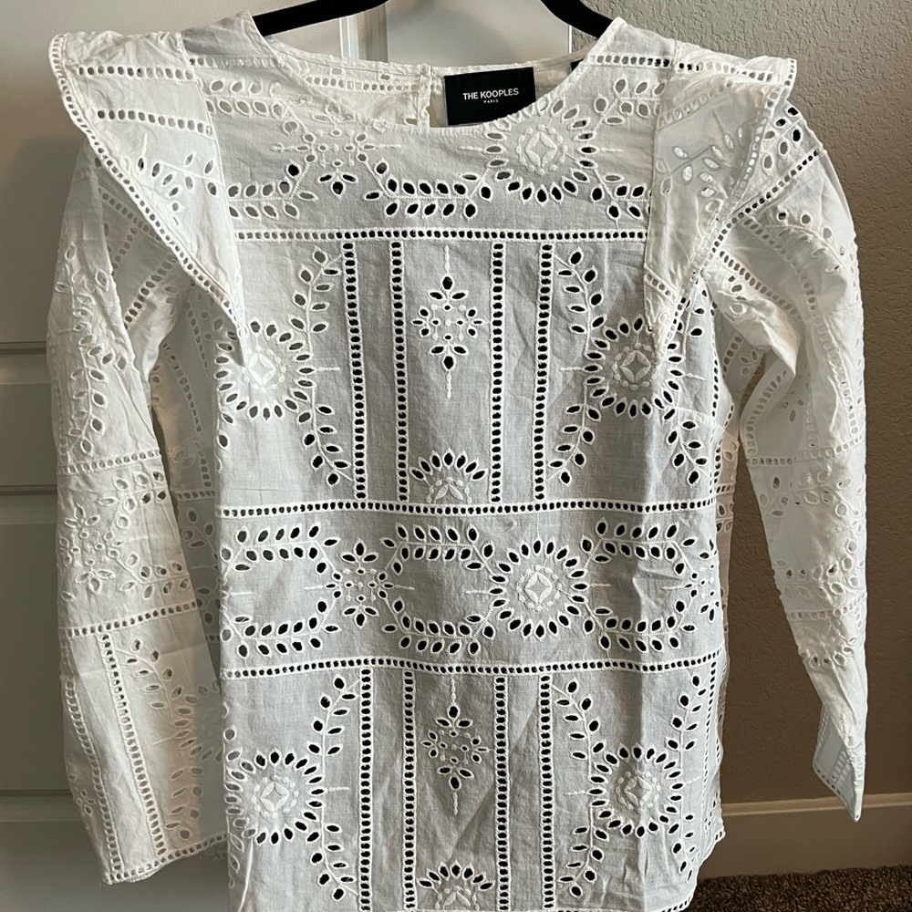 The Kooples White Lace Blouse and Black Dress pants